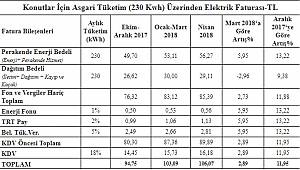 1 ailenin aylık elektrik faturası 106 liraya çıktı
