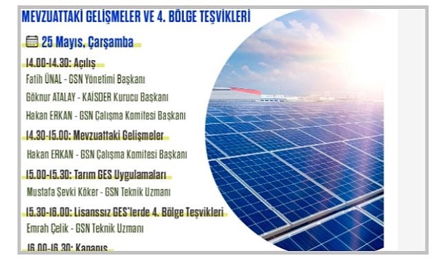 Güneş Enerjisi Yatırımları - Webinar: Konu 'Mevzuattaki Gelişmeler ve 4. Bölge Teşvikleri'