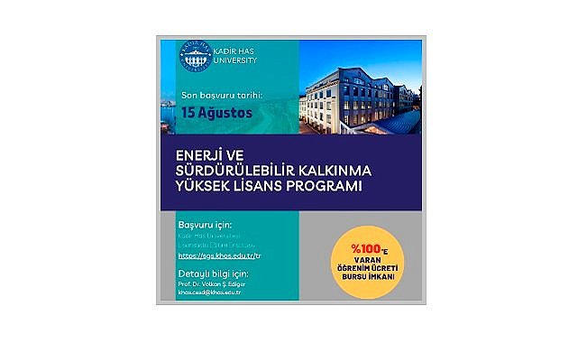 Enerji ve Sürdürülebilir Kalkınma Yüksek Lisans Programı - Yüzde 100 burslu!