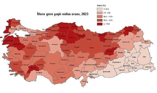 Türkiye'nin yaşlı nüfus haritası - TÜİK!