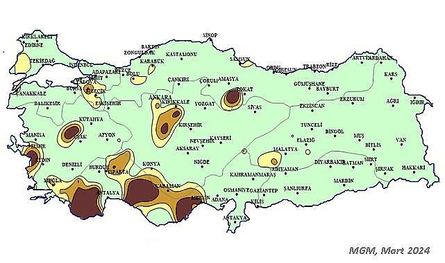 Mart ayı KURAKLIK haritası yayınlandı - MGM!