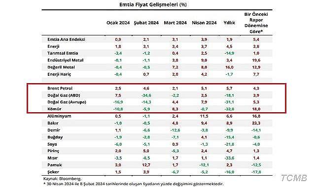 Merkez Bankası ''PETROL - DOĞAL GAZ - KÖMÜR ve diğer emtialar'' için fiyat tahmin ve değerlendirmesi yaptı!