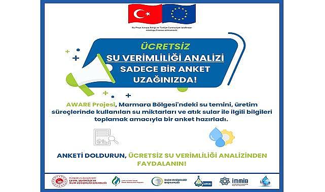 AWARE Projesi Su Yönetimi Anketi için Çağrı - ÜCRETSİZ su analizi!