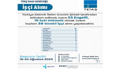 TEİAŞ 'işçi' alacak 'BAŞVURULAR başladı'