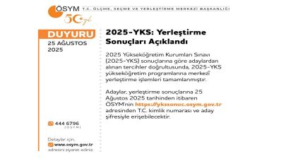 GÜNCEL 'YKS 2025 Yerleştirme Sonuçları Açıklandı'