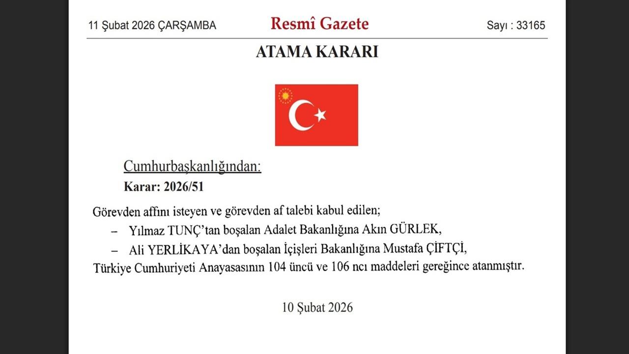 Yeni Adalet Bakanı Akın Gürlek oldu