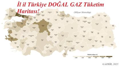İl il Türkiye Doğal Gaz tüketim haritası!