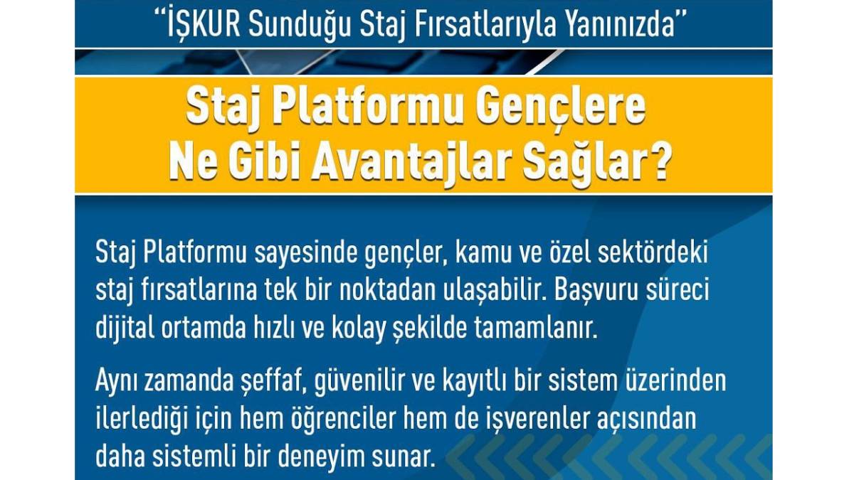 İŞKUR 'Staj başvurularını tek yerde topladı'